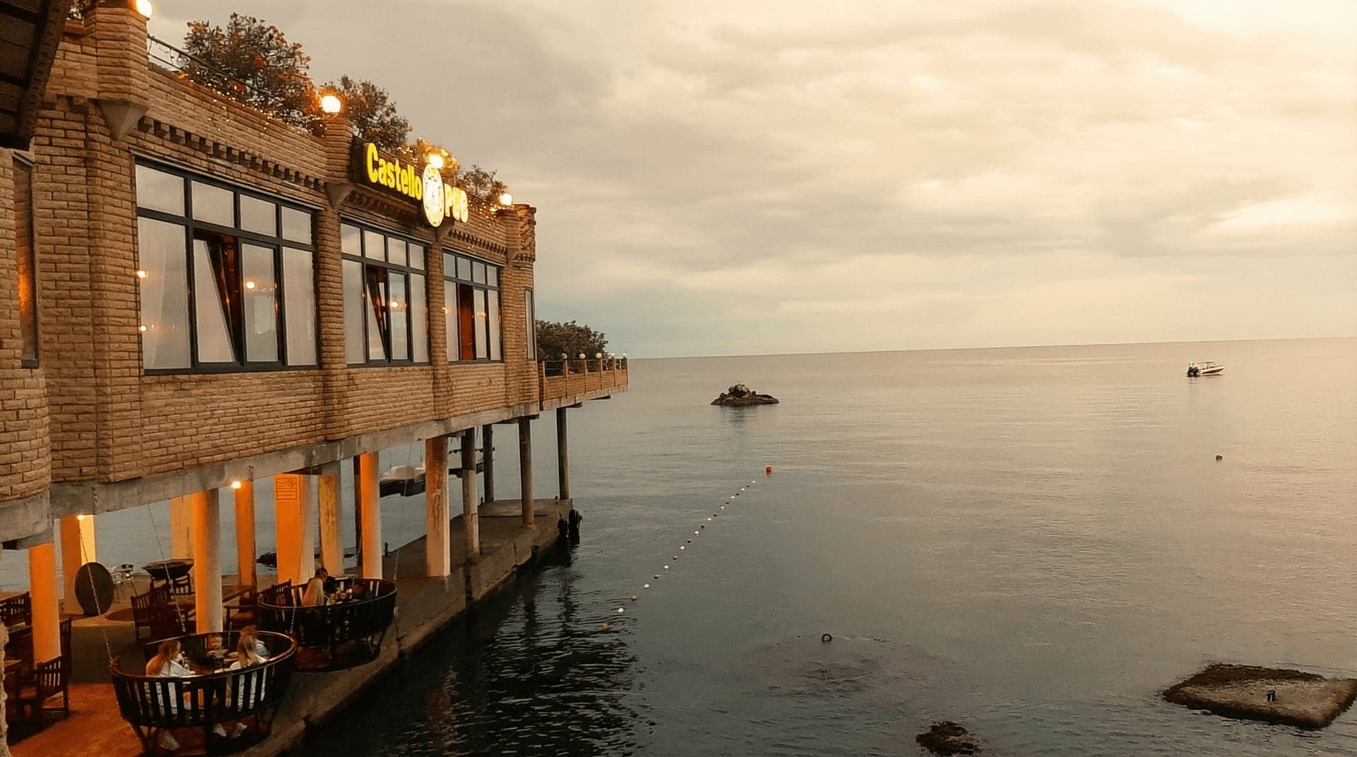 Sunset terrace dining at Hotel Corona
